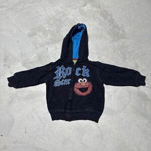 Elmo Rock Star Toddler Boys Full Zip Hoodie Size 4T Y2K Vintage Retro Grunge